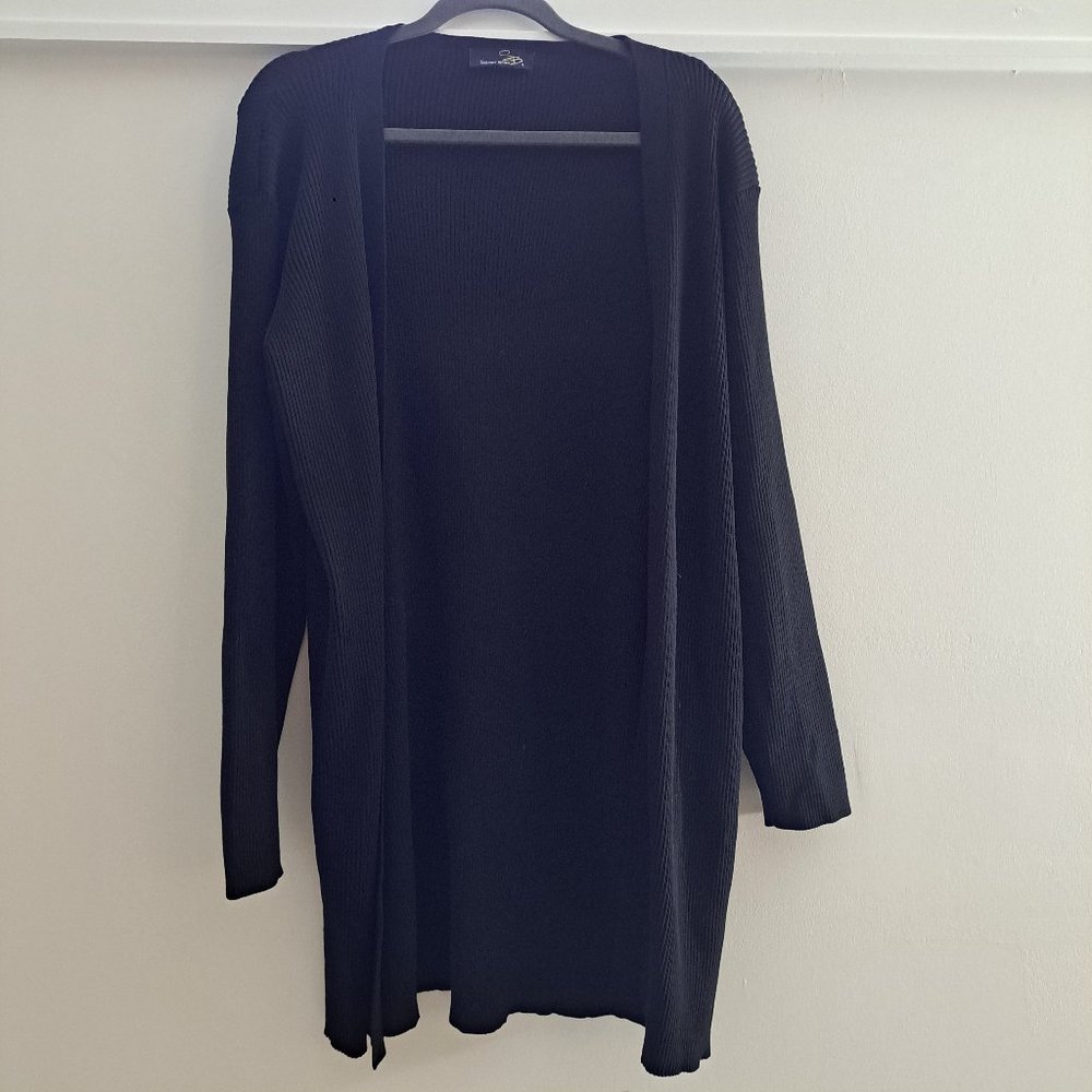 SUZANNE BETRO Black Open Front Long Sleeve Cardigan